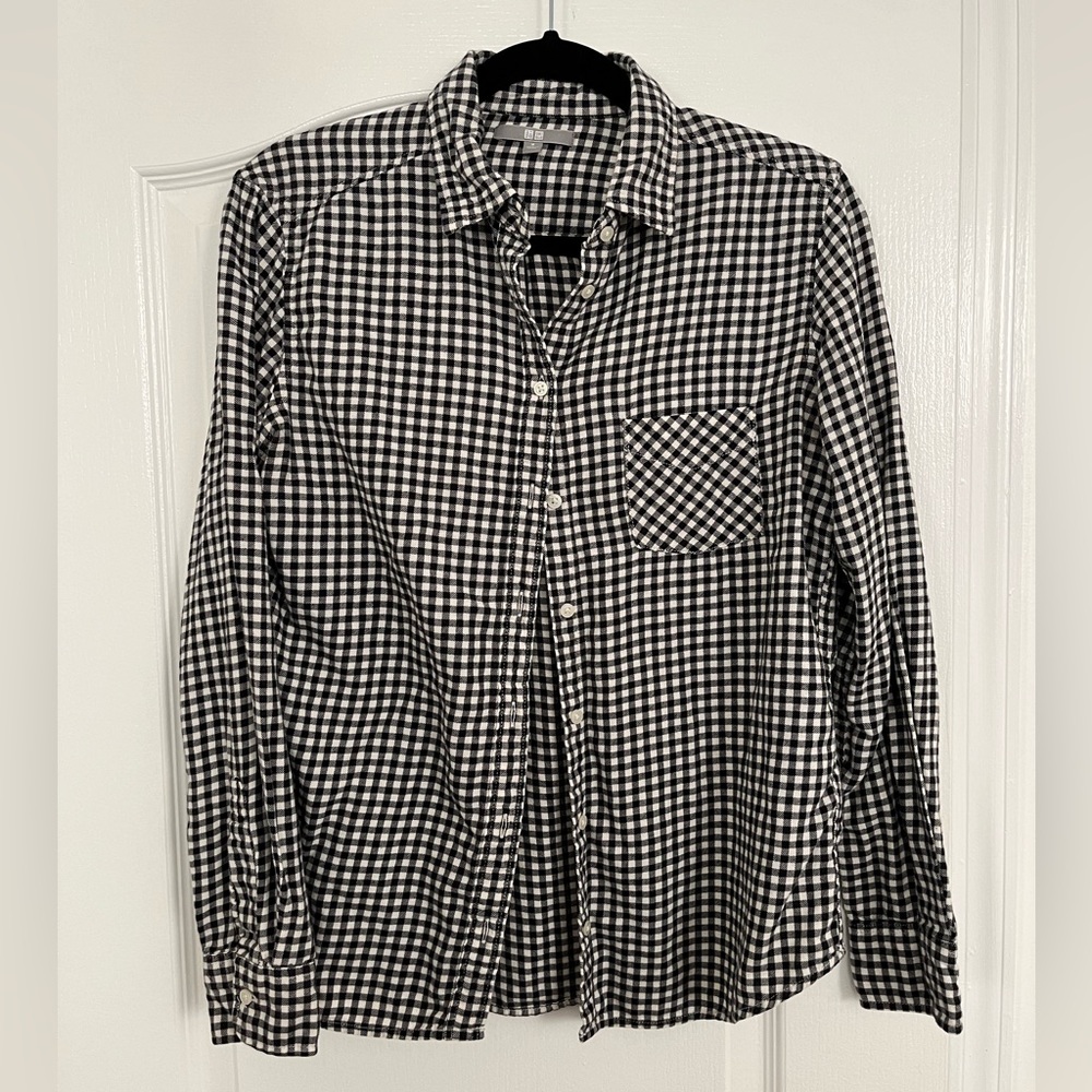 Uniqlo Black and white gingham check bottom down